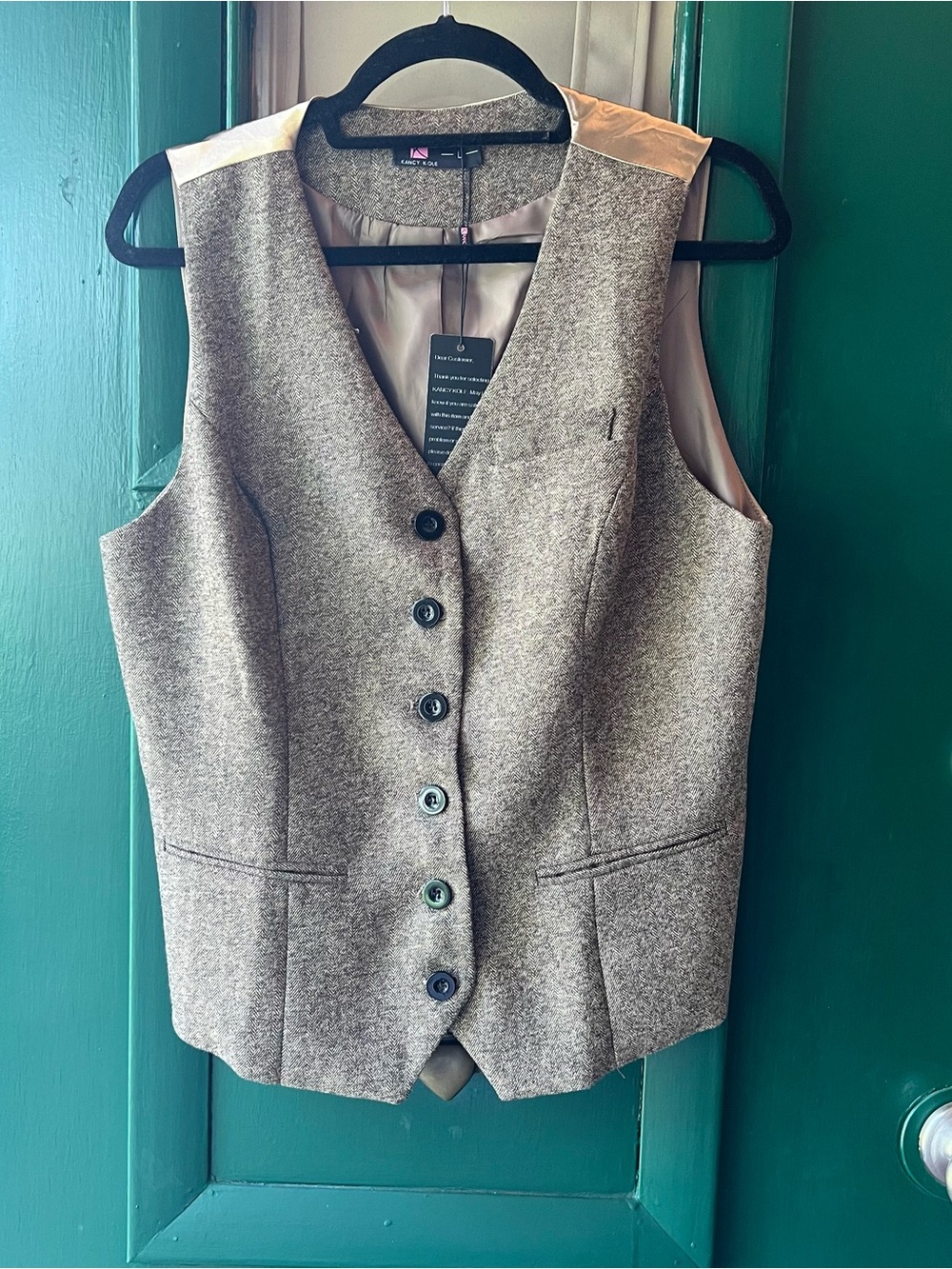 Kancy Kole Women's Brown Herringbone Vest